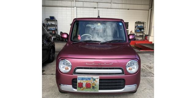 車検整備前に撮影されたスズキ アルト ラパン（HE22S型）の正面画像｜愛知県江南市の整備工場にて撮影