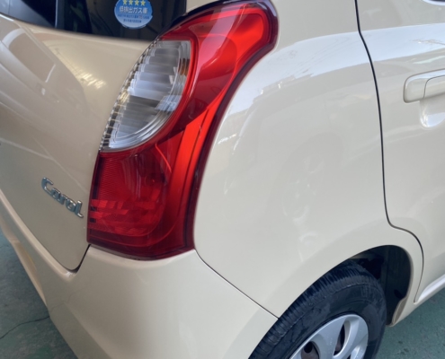 マツダ キャロル 右リアバンパー鈑金修理後の仕上がり状態